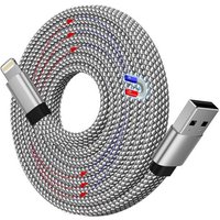 Magnétique Cable Chargeur I-Phone 1.5M, Câble Plat Usb A Vers Light-Ning Mfi Certifié En Nylon Tressé, Résistant Fil Cordon De Charge Rapide Pour
