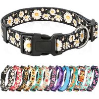 Collier Pour Chien, Collier De Style Doux Et Confortable Avec Motifs Uniques Fleurs Multicolores, Ajustable Avec Fermeture Rapide Pour Petit, Moyen