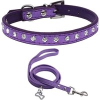 Collier De Chien En Daim Doux Colliers De Chien Cloutés Strass Étincelants Pour Animaux De Compagnie Chiot Chats Chiens Ensemble Combiné Avec Laisse