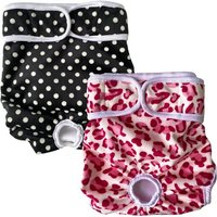 Couche Pour Chien Femelle Lavable Lot De 2 Réutilisables Culottes Hygiéniques Très Absorbantes Incontinence Périodes Physiologiques Léopard Et Pois M