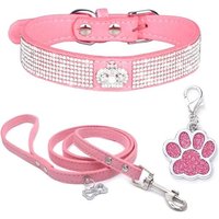 Collier Chien Strass Collier En Velours Doux Colliers En Cuir Pour Chiens Laisse Et Collier Mignon Diamants De Luxe Cloutés Bling Collier De Chiot