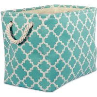Camz37862 Poubelle De Rangement Rectangulaire En Polyester Motif Treillis Turquoise Taille Moyenne