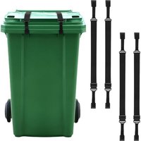Lot De 4 Verrous Universels Pour Poubelle, 76 À 152 Cm Réglables Avec Revêtement En Caoutchouc Pour Sécuriser Les Couvercles Des Animaux, Du Vent Et