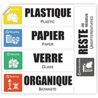 Étiquettes Autocollant En Pvc - Poubelle De Recyclage Souple Imperméable Lavable Pour La Gestion Des Sélectif Déchets Adhesif - 5 Étiquettes De 20 X