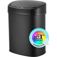 Poubelle Automatique 38L Noire Avec Filtre Anti-Odeur Et Revêtement Anti-Trace Bac À Ordures Electronique Cuisine Salle De Bain En Acier Inoxydable