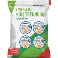Lot De Poubelles À Roulettes Autocollantes Multilingue 95 Mm Jaune, Lot De 4., 95 Mm Durchmesser
