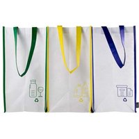 Lot De 3 Sacs De Recyclage Des Déchets, Reliés Par Des Rubans, Pack Avec Sac De Recyclage Bleu, Vert Et Jaune Pour Recycler Plastique, Verre, Papier