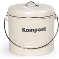 Poubelle Bio De Cuisine 7 L, Poubelle Bio Anti-Odeurs Avec Filtres À Charbon Actif, Seau À Compost En Métal, Déchets Biologiques Rétro (Beige Mat)