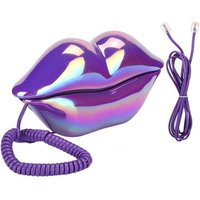 Téléphone Fixe À La Maison, Ligne Fixe Créative Pour Bureau En Forme De Lèvres Violettes, Téléphones Filaires De Style Européen Plaqués,Nouveau