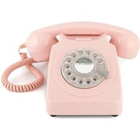 746 Téléphone Fixe Rétro De Style Années 1970 À Cadran Rotatif - Cordon Extansible, Sonnerie Authentique - Rose