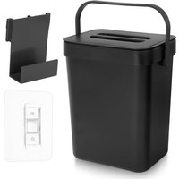 Poubelle Bio De Cuisine Seau À Compost De Cuisine Petit Avec Couvercle Poubelle À Suspendre 3L Pour Cuisine Intérieur Noir