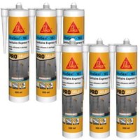 Lot de 6 mastics silicone à séchage rapide SIKA SikaSeal-182 Sanitaire Express 1h - Transparent - 300ml