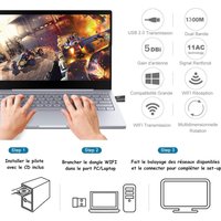 Subzonal-Usb Wifi Dongle 1300 Mbps, Adaptateur Wifi Usb 802.11 Ac Dual Band 5 Ghz/2,4 Ghz Rapide Usb 3.0 Gain Élevé 5 Dbi Avec Double Antenne Réseau Pour Ordinateur Portable Prend En Charge Windows M