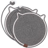 Subzonal-Tapis Griffoir Chat,2 Pièces Grattoir Chat Gris Griffoir Pour Chat Avec Jouet De Balle, Planche À Gratter 42 Cm Corde De Coton Tapis Protège