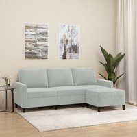 Vidaxl Canapé À 3 Places Avec Repose-Pieds Gris Clair 180 Cm Velours