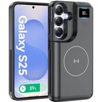 Pour Samsung Galaxy S25 Coque Batterie 6.2"",8000 Mah Batterie Externe Portable Avec Affichage Led,Chargeur Qi Sans Fil Et Charge Rapide Usb-C 20