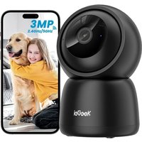 2K(3MP) Camera Surveillance WiFi Interieur 360°-2.4G/5GHz Camera Interieur WiFi,PTZ Détection Mouvement,Audio Bidirectionnel,Alexa
