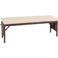Banc En Rotin Hwc-G16, Banc De Jardin En Rotin, Gastronomie 112cm Brun, Coussin Crème
