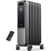 Radiateur à bain d'huile 2000W Portable 9 éléments Mobile Chauffage électrique avec Thermostat, 4 Modes