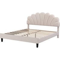 Lit En Velours "Manon" - Beige - 160 X 200 Cm