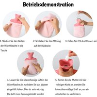 Bouillotte avec housse,Bouillotte d'eau Chaude,Bouillotte Peluche,Mini bouillotte,Mini sac à eau chaude en silicone,Sûr et Durable Bouillotte en