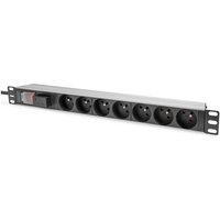 Digitus Multiprise avec profilé en aluminium avec interrupteur, 7 prises CEE 7/5, câble d'alimentation de 2 m, protection contre les surtensions