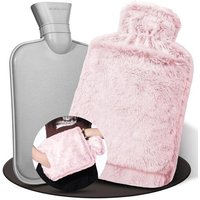 Bouillotte Eau Chaude,2L Grande Bouillotte Moelleuse, Bouillottes Avec Poche Kangourou, Bouillotte Chaude Chauffe Main/Ventre/Cou, Bouillote