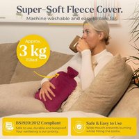 Bouillotte Eau Chaude (3L) XXL avec Housse en Polaire Douce u2013 Bouillotte Douce pour Réchauffement du Lit, Dos et Menstruation u2013 Grande