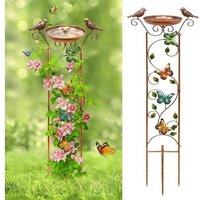 Abreuvoir Pour Oiseaux Avec Treillis Pour Plantes, Style Antique En Métal, Bronze