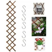 Trellis De Jardin Extensible En Bois Kazito : Support Plantes Grimpantes, Clôture Décorative & Étagère Murale - 180x33cm