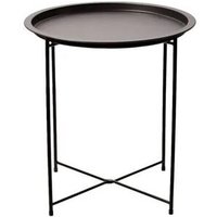 Table Basse Balcon Ronde Acier Noir Odoxia 46x50cm : Pliable, Moderne Et Durable Pour Intérieur/Extérieur