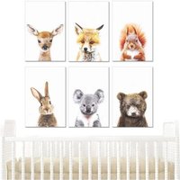 Affiches Décoratives Pour Enfants - Ensemble De 6 Animaux Pour Chambre D'enfant