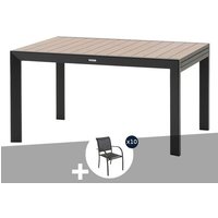 Table De Jardin Rectangulaire Extensible Coulissante Evasion 8/10 Places Effet Bois + 10 Fauteuils Piazza - Hespéride