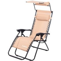 Todeco Chaise Longue Transat Jardin Plein Air, Transat De Plage Avec Pare Soleil, Bain De Soleil Avec Repose-Tête, D'accoudoirs Réglables, Kaki