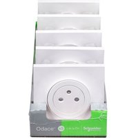 Lot de 5 prises affleurantes complètes Odace, SCHNEIDER ELECTRIC, blanc