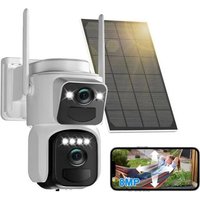 Caméra de Surveillance Extérieure Abiso 8MP WiFi, Double Objectif, Suivi Auto, Audio Bidirectionnel, Détection AI, Solaire, 360°¿.