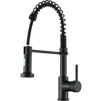 Robinet Cuisine Noir Pivotant 360° avec Douchette 2 Modes, Mitigeur Escamotable Cesinkin.