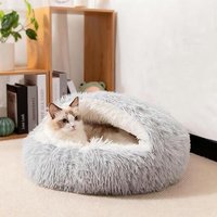 Lit Moelleux Pour Chiens Et Chats En Forme De Coquillage 70cm Coussin Pour Chien En Peluche Lavable Canapé Pour Animaux Domestiques Panier Pour Petit