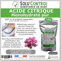 Acide citrique monohydraté pur 1 kg - 100% d'origine naturel - Nettoyer, détartrer, raviver l'inox et corriger le pH