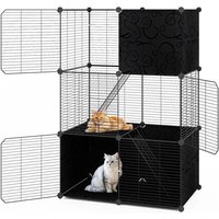 Maison Pour Chat À 3 Niveaux Costway En Fil Métallique, Enclos Modulable Diy Avec 2 Rampes, Cage Pour Animaux Intérieur Extérieur