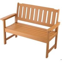Banc De Jardin 128 Cm-Duoku-Banquette D'extérieur En Plastique-Capacité De Charge 363 Kg-Dossier Et Accoudoirs Spacieux-Bois