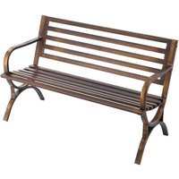 Banc De Jardin 127 Cm-Duoku-Banquette D'extérieur En Acier Carbone Avec Dossier À Lattes Et Accoudoirs Arrondis
