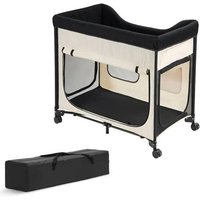 Lit Surélevé Pliable Pour Chiens Et Chats-Duoku-Conçu Avec Tissu Oxford 600d -Equipé Roues Et Pochettes Iatérales-Taille L-Beige