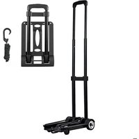 Diable Pliant à 2 Roues-Duoku-Chariot à Bagages Compact-Capacité de Charge 49,9 kg-avec Corde Elastique Incluse-Noir