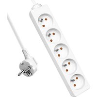 Rallonge multiprise, Extrastar Bloc 5 Prises 2P+T 16 A, Multiprise Electrique pour la Maison Le Bureau ou la Cuisine, Blanche