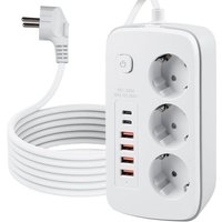 Multiprise escamotable à 3 Compartiments avec 4 Ports USB, Prise de Table avec 2 Ports USB C, Prise encastrable avec Interrupteur, pour Table de