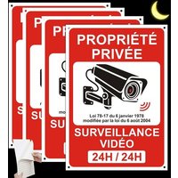 Vidéo Surveillance Panneau Réfléchissante, Propriété Privée sous Surveillance Vidéo, Intérieur/Extérieur, PVC, Épaisseur 0,7MM, A4 21 x 30cm, avec