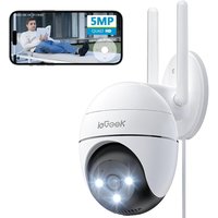 5MP 360° Camera Surveillance WiFi Extérieure, PTZ Caméra IP Exterieur avec 24/7 Enregistrement, Vision Nocturne Couleur, Détection Humaine, Audio