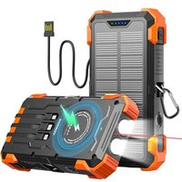 Cmwx-Power Bank Solaire 26800mah - Chargeur Portable Avec 4 Câbles Intégrés, Usb-C Rapide, Charge Sans Fil, Led Torche, Pour Téléphones, Tablettes &