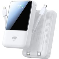 Cmwx-Batterie Externe 20000mah Mini Ultra-Légère, Powerbank 22.5w Pd Avec 2 Câbles Intégrés (Type-C + Lightning) & Entrées Usb-A/Usb-C, Batterie
